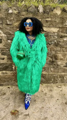Pre Order:  Shaggy Green Faux Fur Jacket - @urbankinksncurls