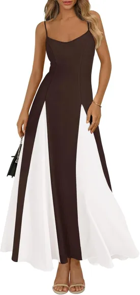 PRETTYGARDEN Spaghetti Strap Backless Summer Dresses for Women 2025 Flowy Maxi Dresses Sleeveless Wedding Guest Dress