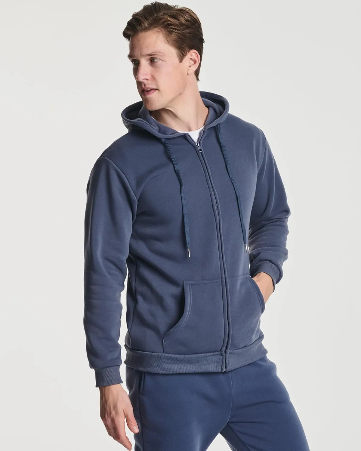 Real Essentials 3 Pack: Mens Fleece Long Sleeve Full Zip Hoodie - Athletic Sweatshirt Jacket (Available in Big & Tall)