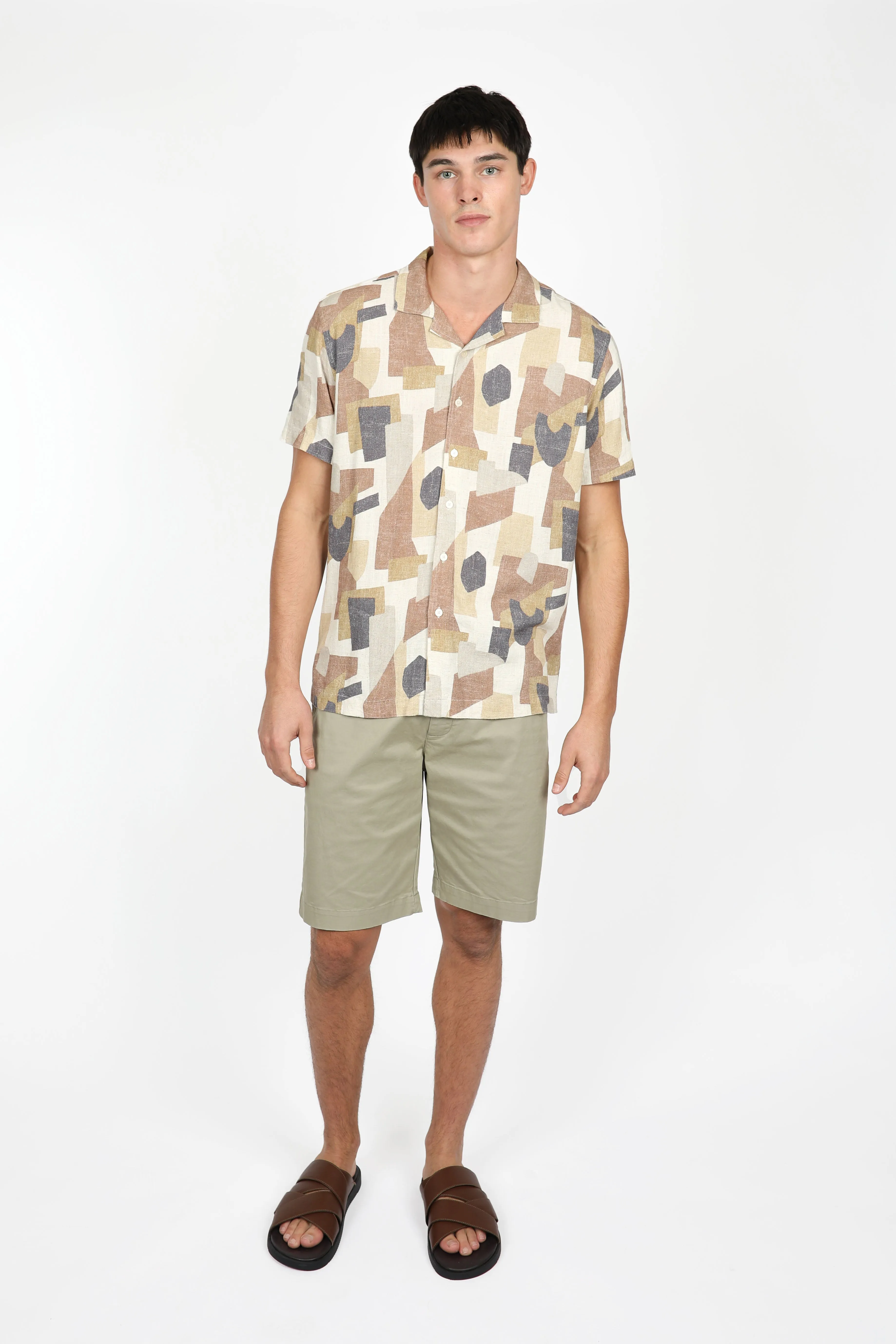 Relaxed Fit Shapes Cuban Collar Shirt