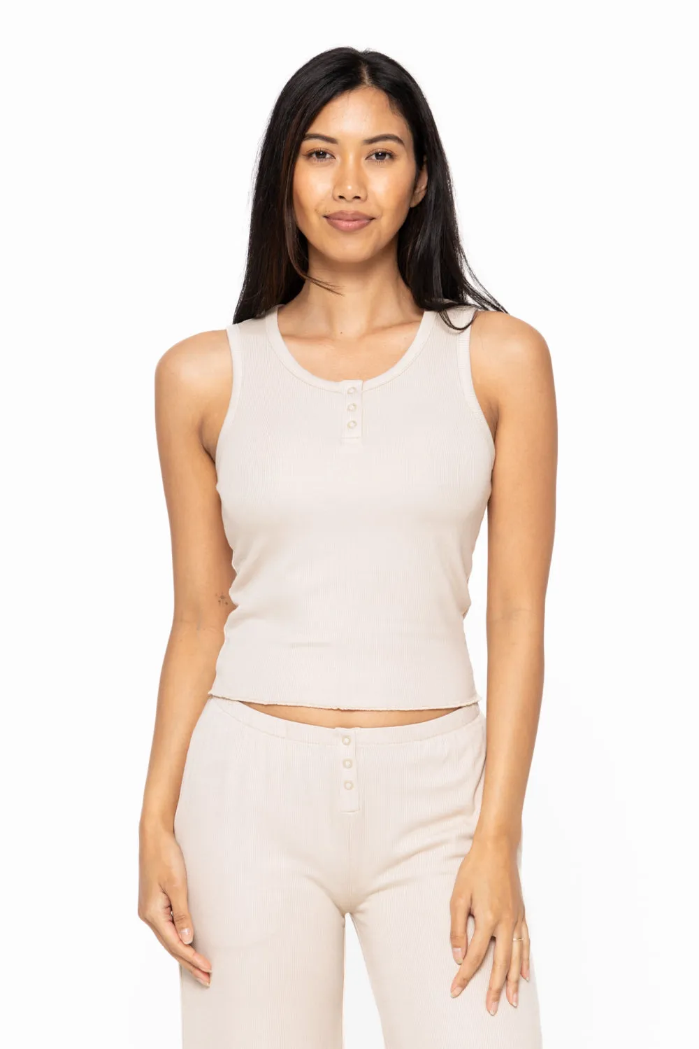 Ribbed Tank Top Henley