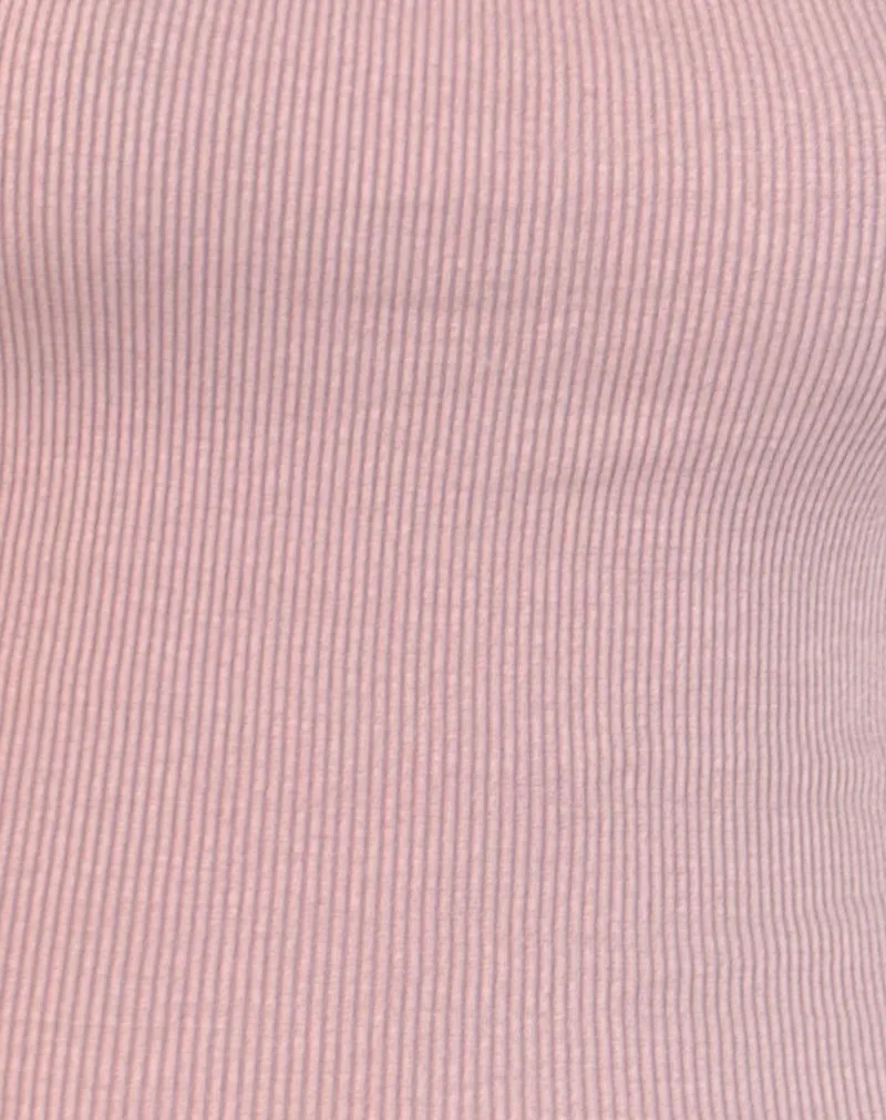 Roxe Ribbed Vest Top in Pink Lady