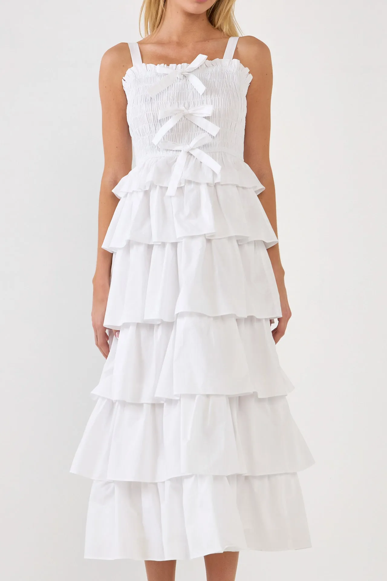 Ruffle Tiered Maxi Dress with Ties