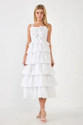 Ruffle Tiered Maxi Dress with Ties