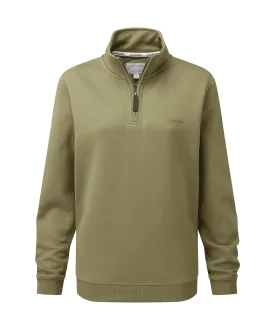 Sennen Cove Quarter Zip Sweatshirt - Light Khaki Green