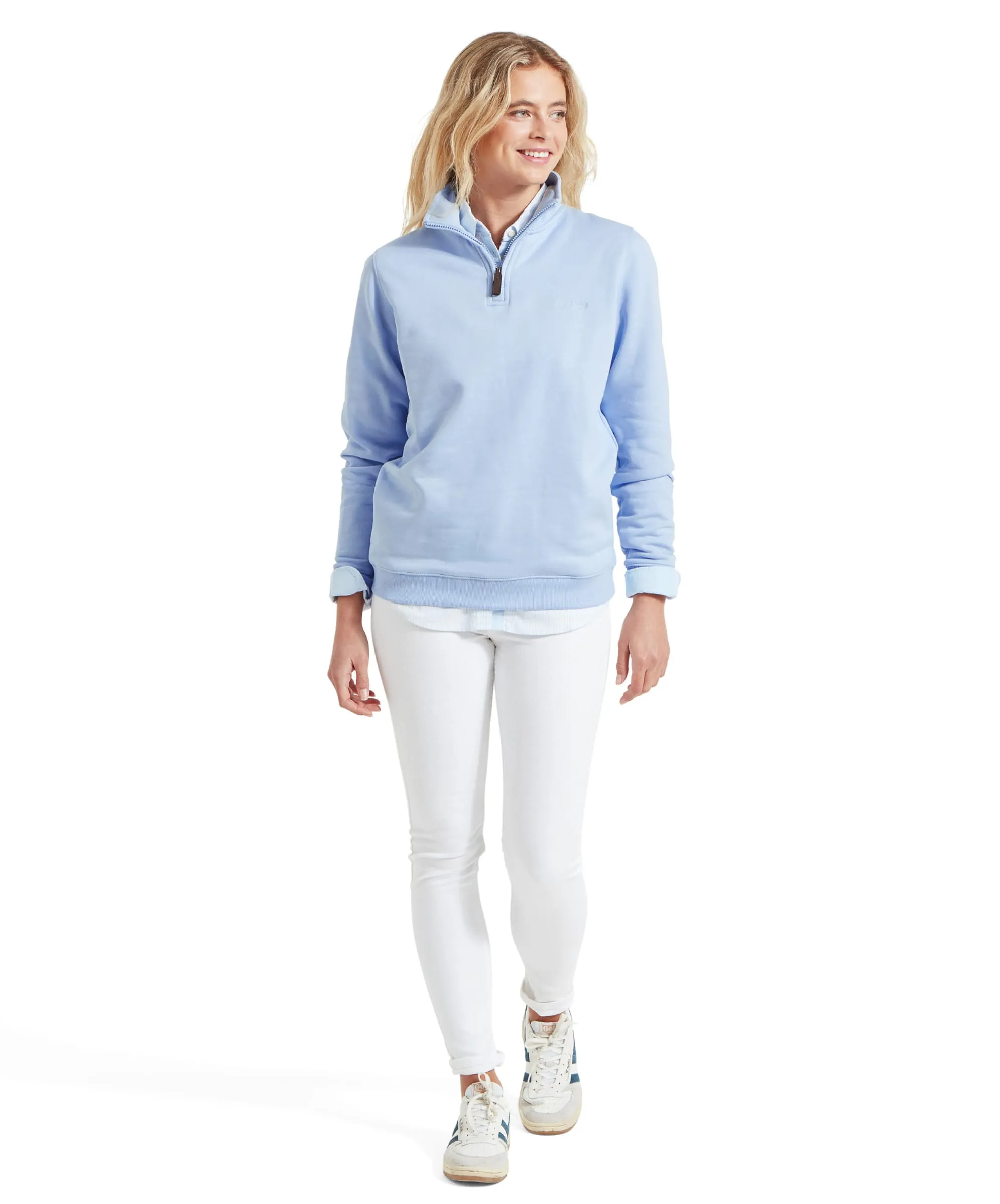 Sennen Cove Quarter Zip Sweatshirt - Sky Blue