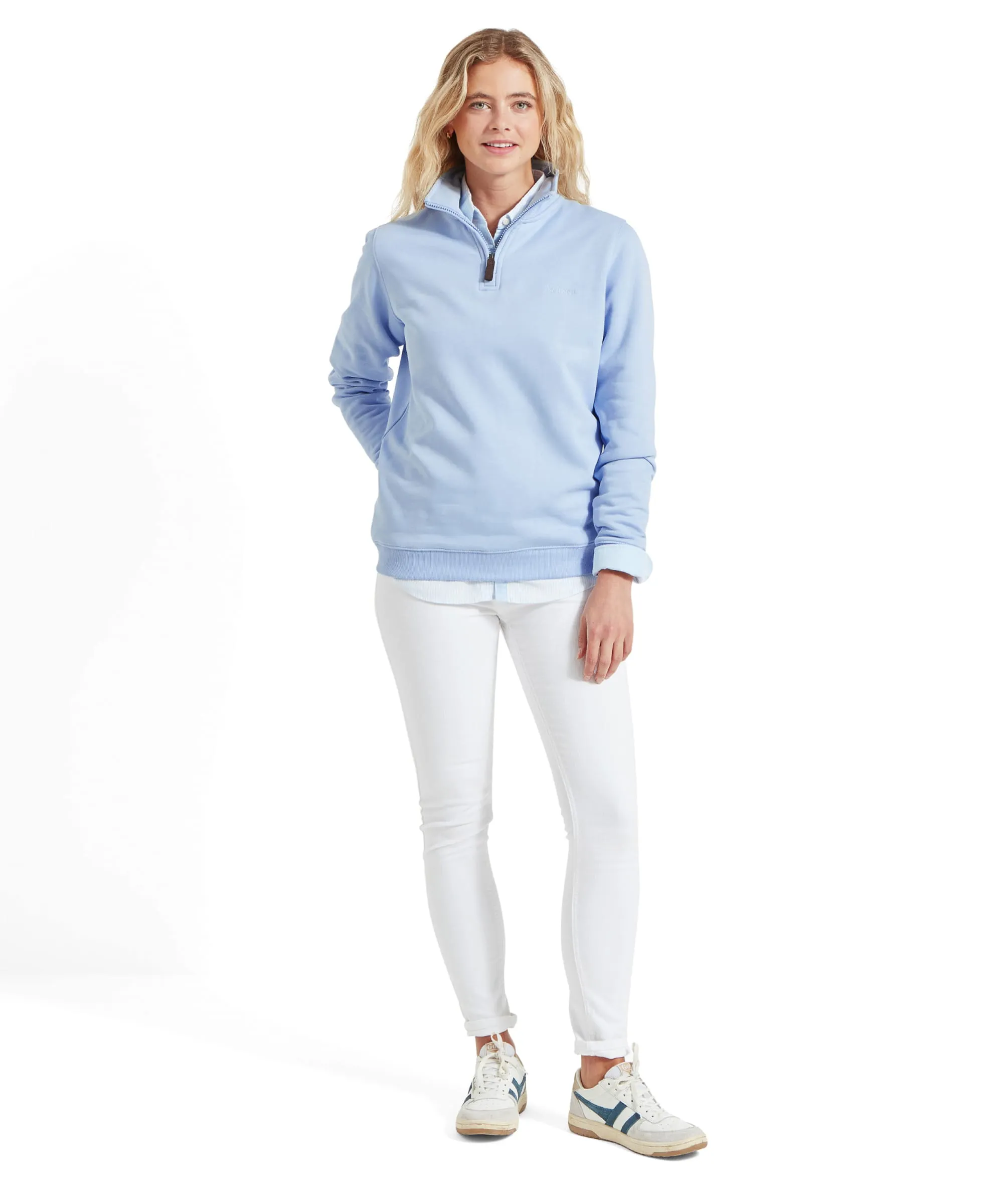 Sennen Cove Quarter Zip Sweatshirt - Sky Blue