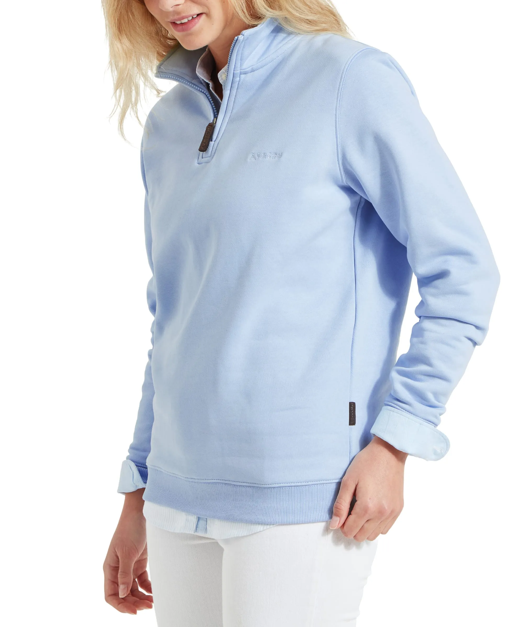 Sennen Cove Quarter Zip Sweatshirt - Sky Blue