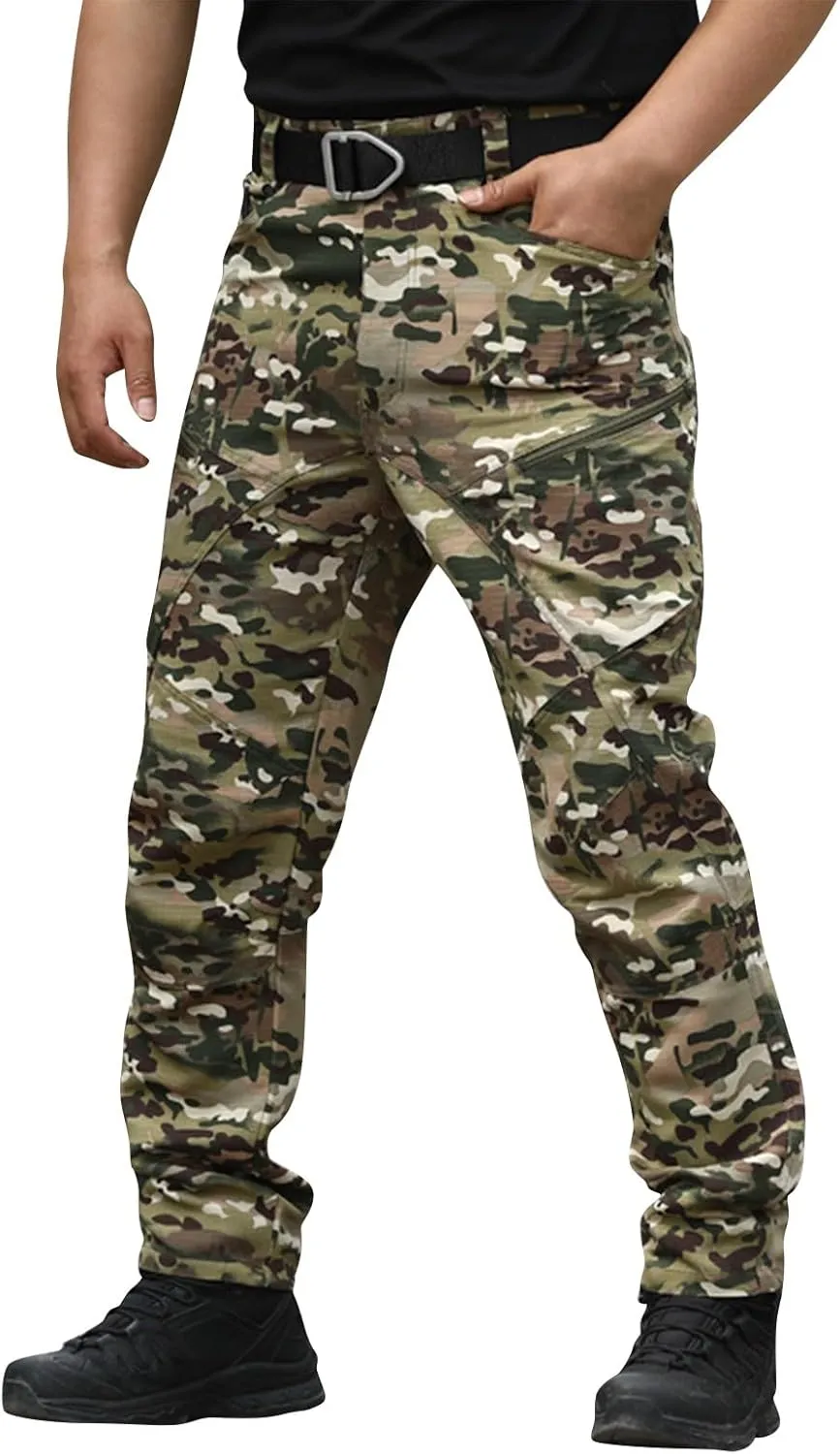 Tactical Hiking Cargo Pants for Men Ripstop Waterproof Stretch Pants Pockets Breathable Utility Outdoor Apparel