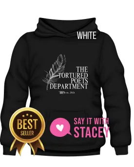 Taylor Swift Tortured Poets Department BLACK Crewneck or Hoodie ADULT