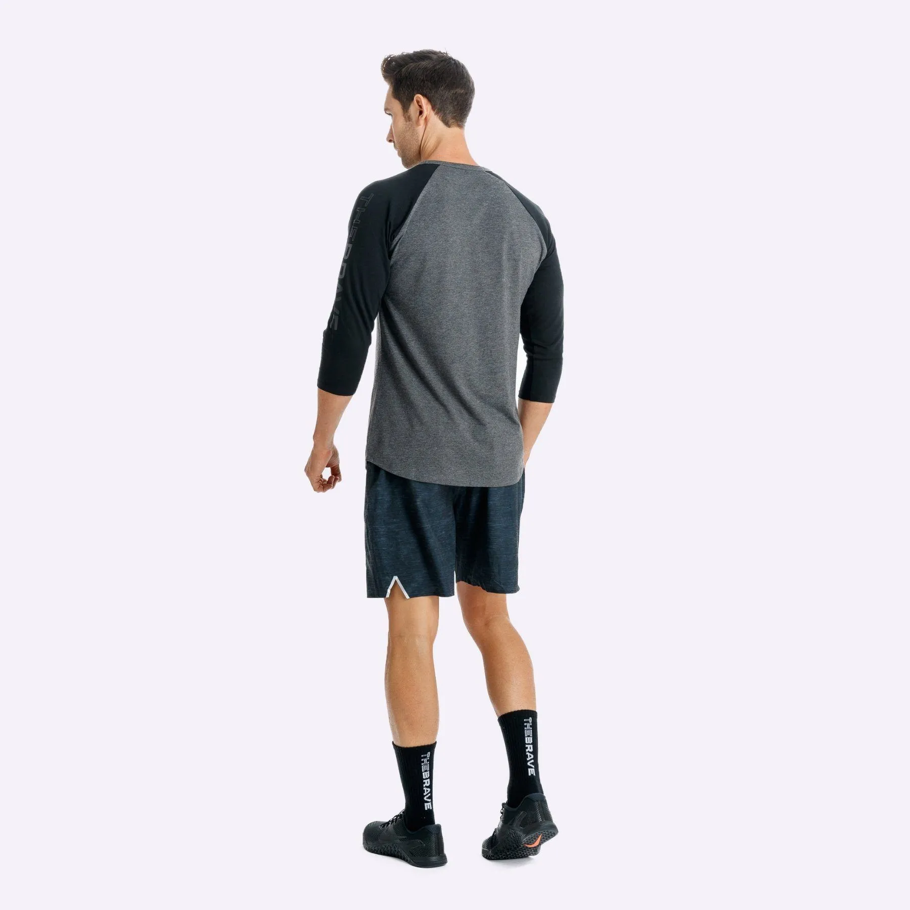 The Brave - Men's Adventure Raglan Shirt - Charcoal Marle/Black/Black