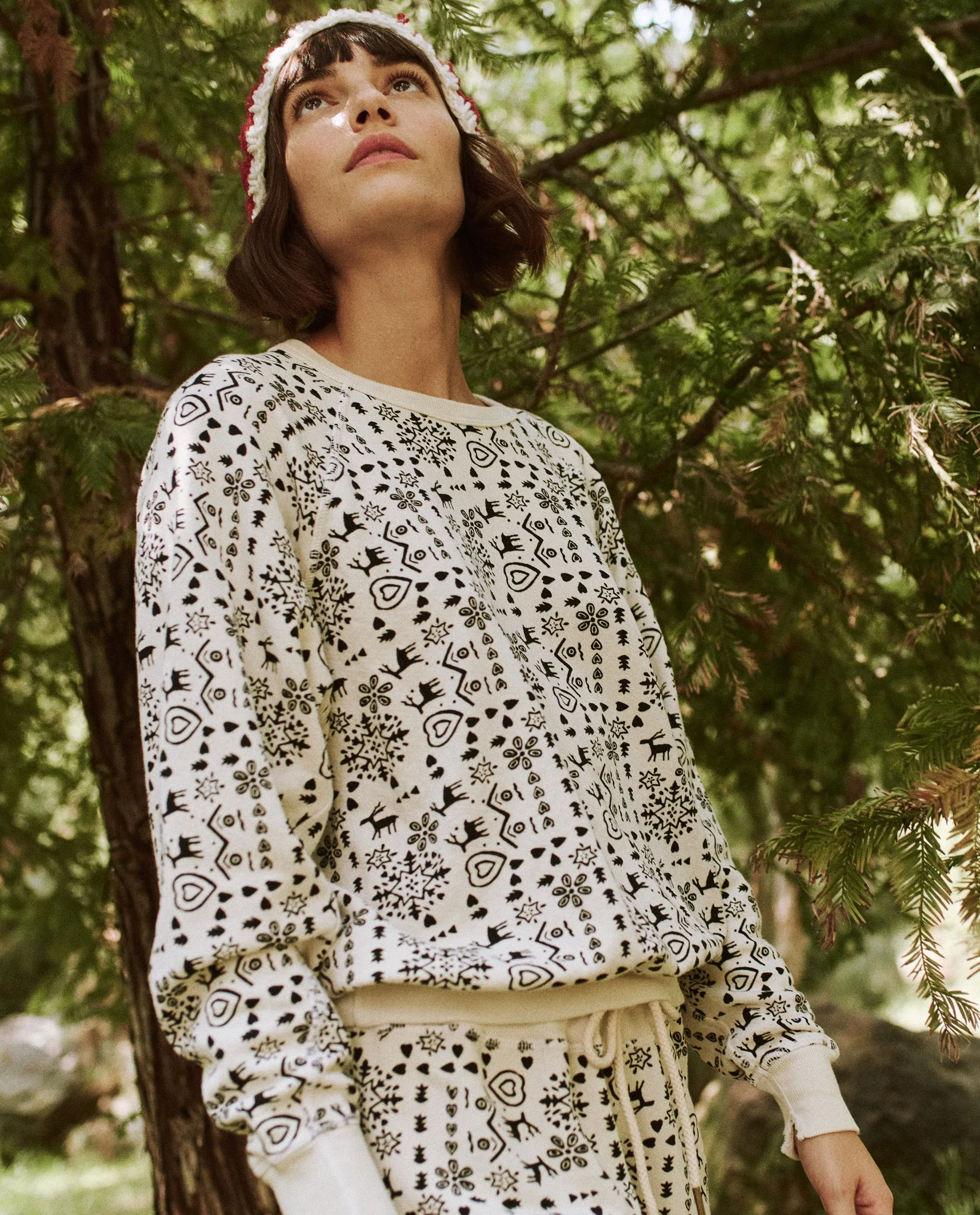 The College Sweatshirt, Washed White Folk Print
