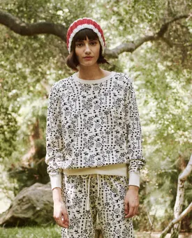 The College Sweatshirt, Washed White Folk Print