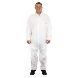 White 25g Spunbond Polypropylene Coveralls (25/cs)