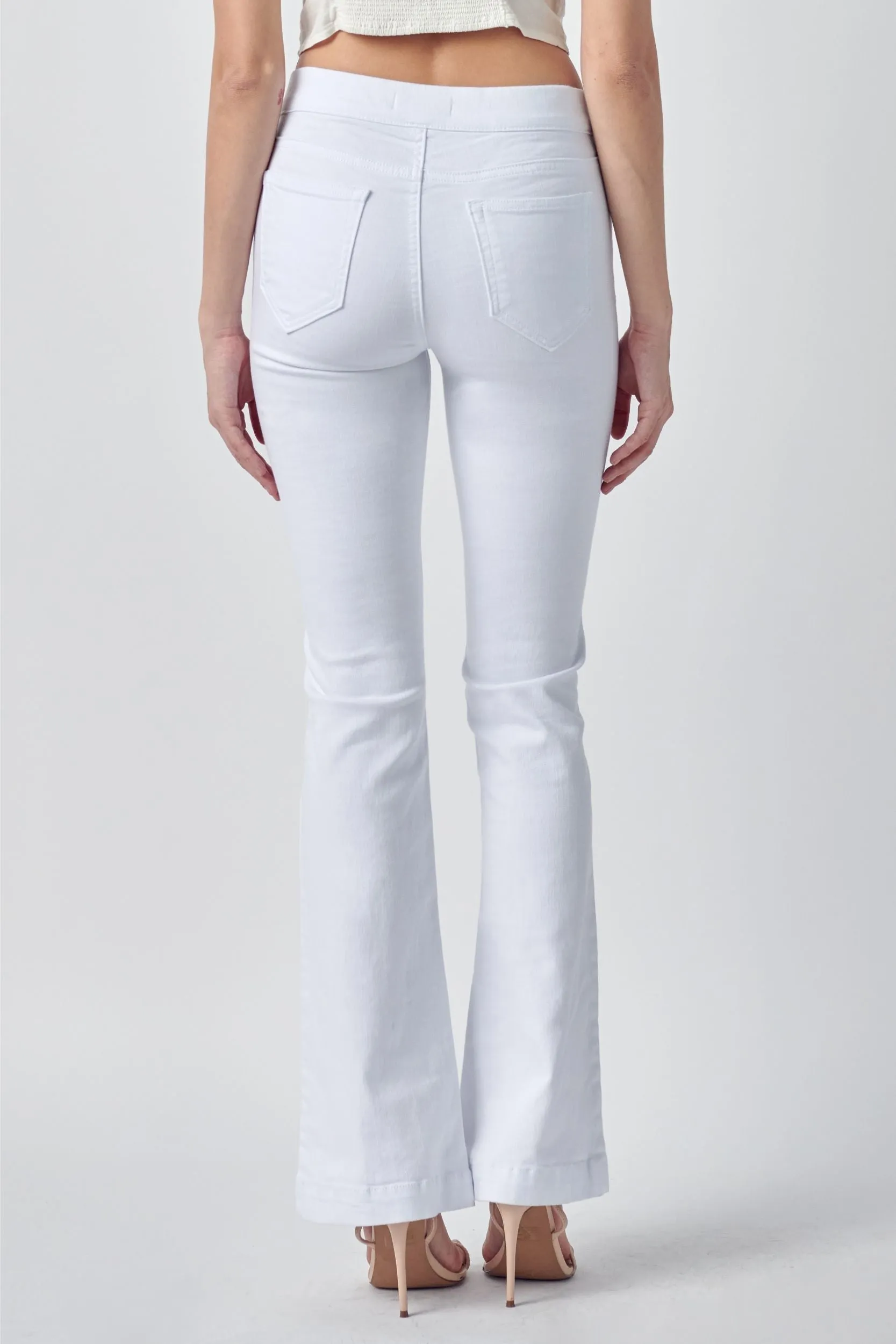 White Flare Pull on Pants with 33" Inseam