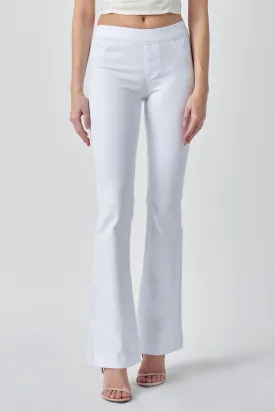 White Flare Pull on Pants with 33" Inseam