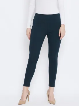 Women Bottle Green Regular Fit Jeggings
