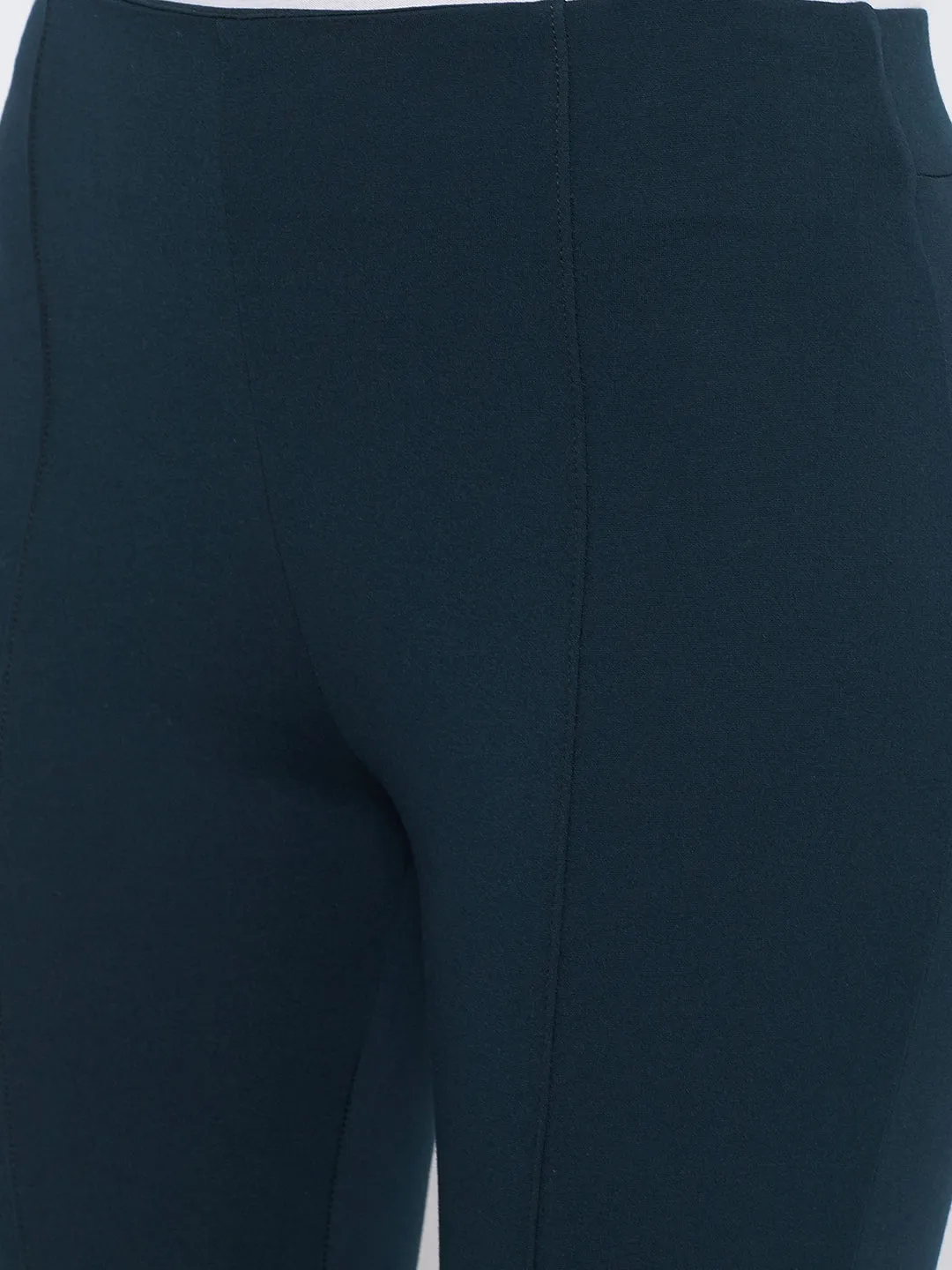 Women Bottle Green Regular Fit Jeggings