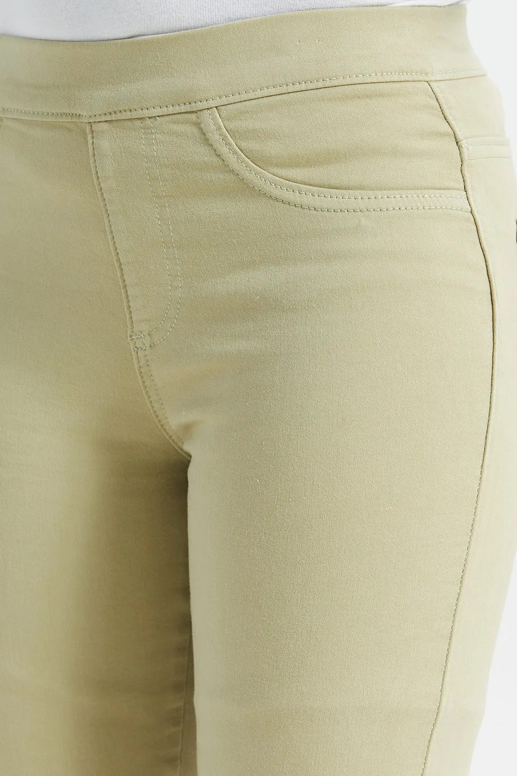 Women Olive Knit Jeggings