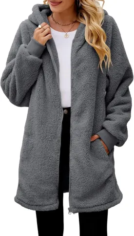 Women Plush Coats Casual Long Sleeve Solid Color Double Breasted Trench Jackets Windproof Oversized Fleece Jacket