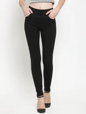 Women'S Black Solid Jeggings