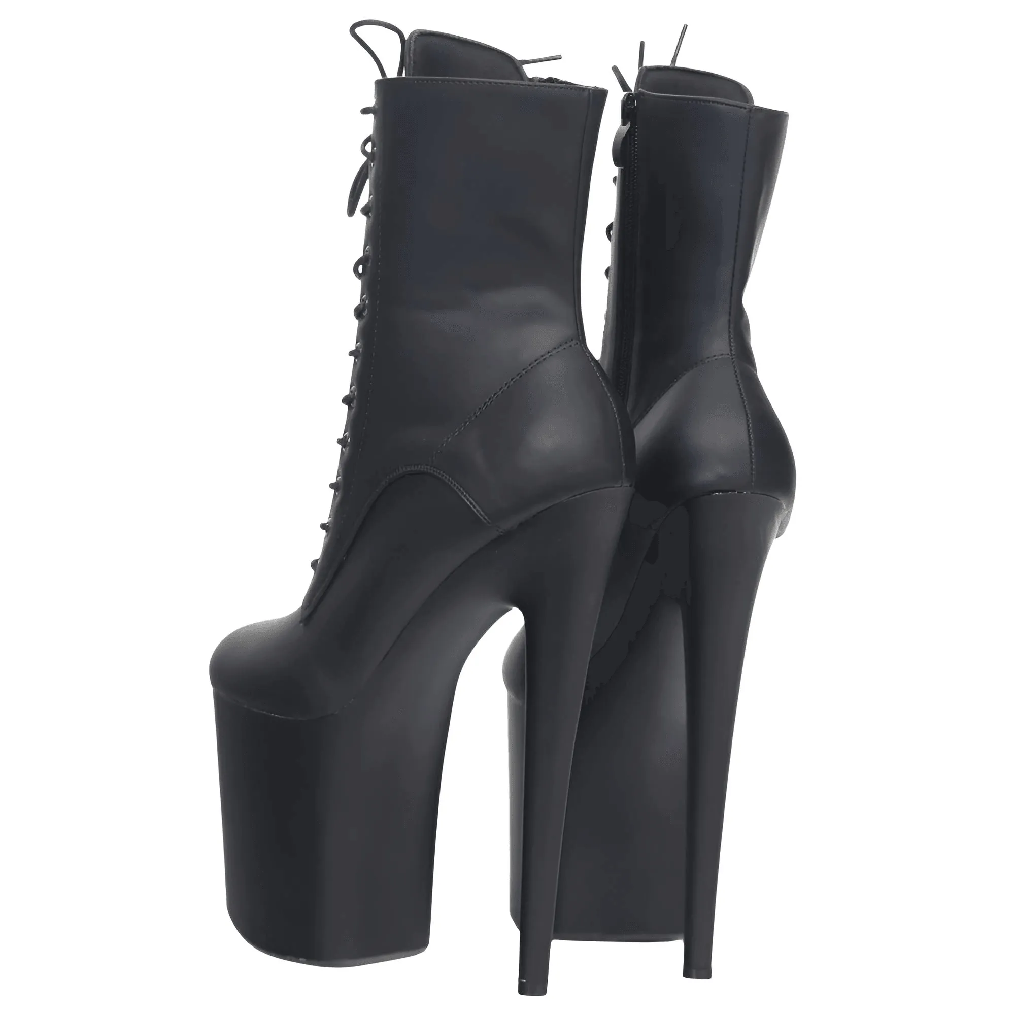 Women's Extreme High Heel Platform Boots Lace Up Sexy Black Pole Dancing Ankle Boots Side Zip 5-12