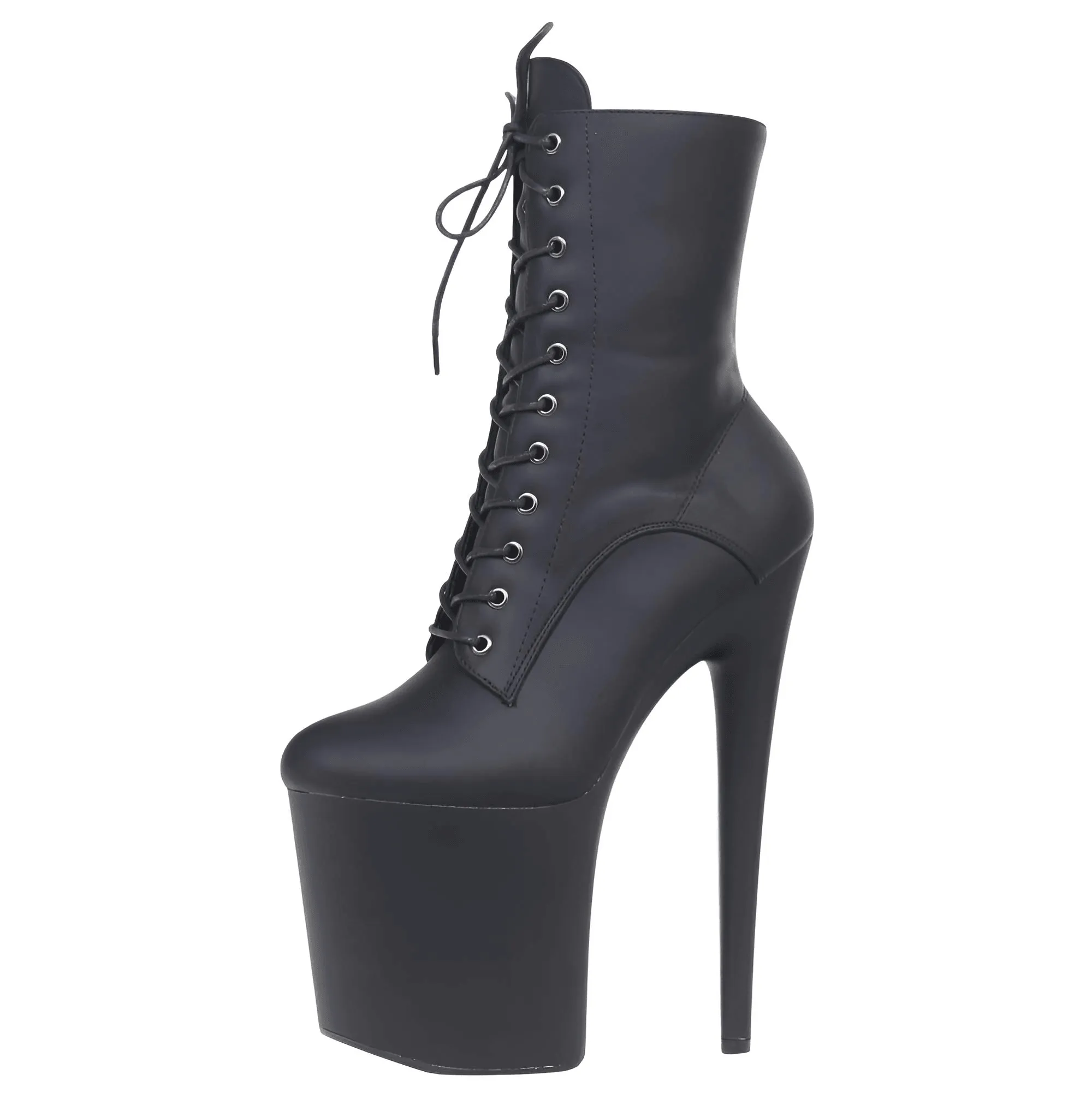 Women's Extreme High Heel Platform Boots Lace Up Sexy Black Pole Dancing Ankle Boots Side Zip 5-12