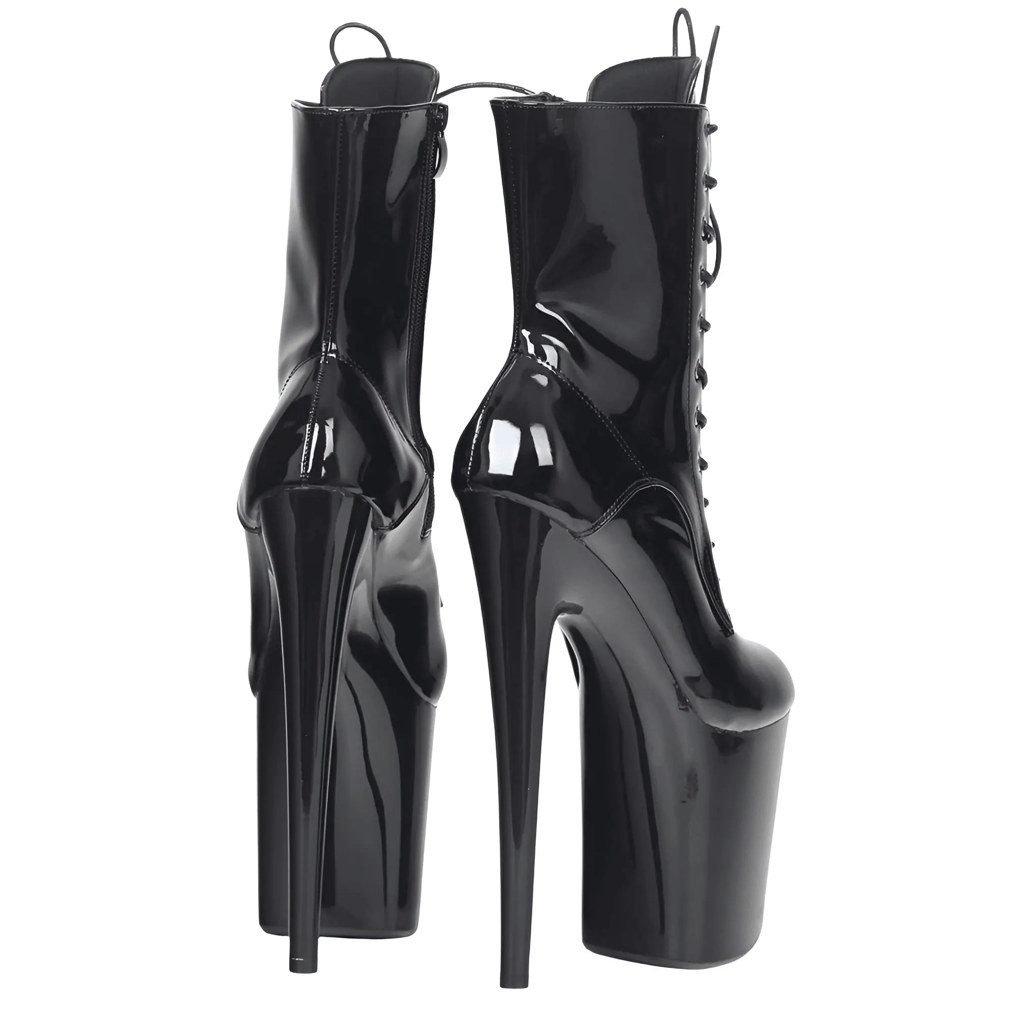 Women's Extreme High Heel Platform Boots Lace Up Sexy Black Pole Dancing Ankle Boots Side Zip 5-12