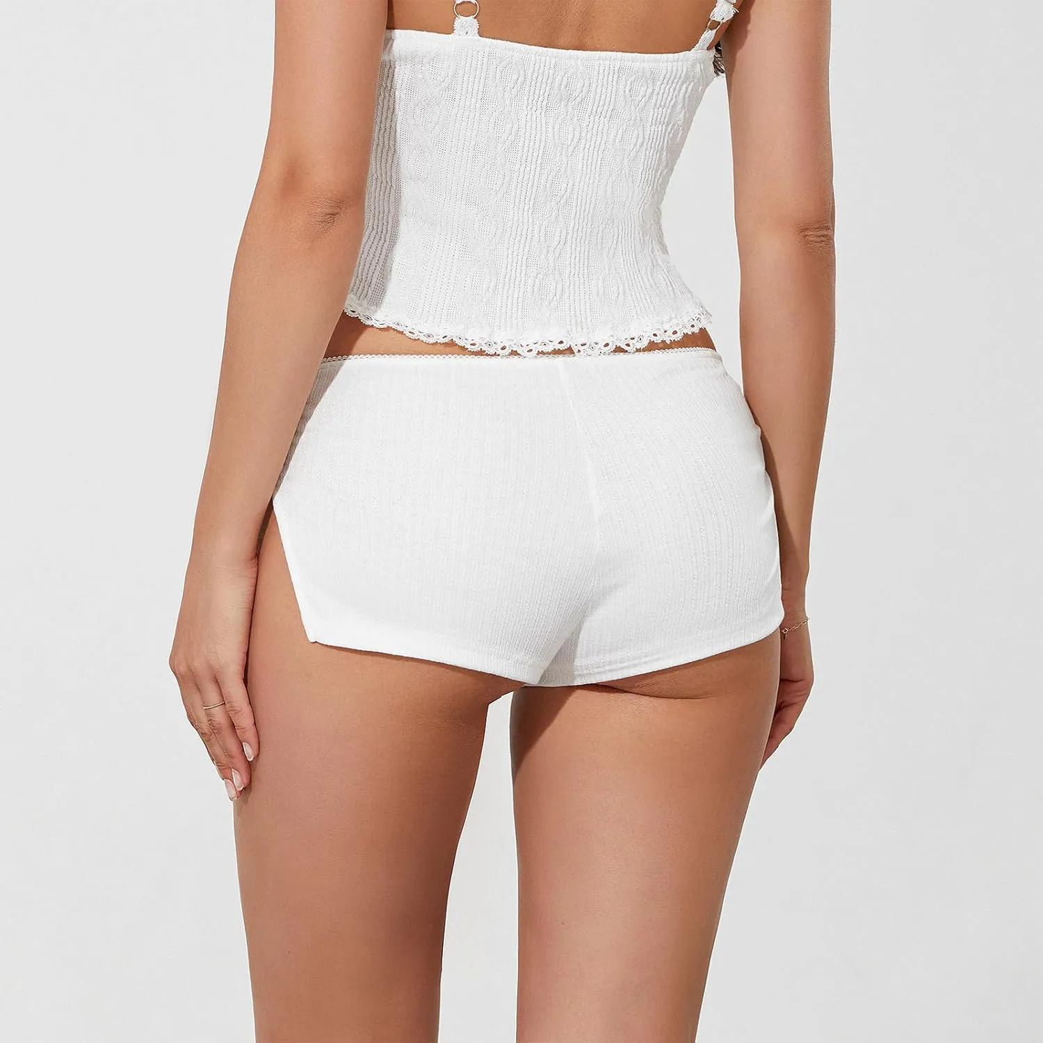 Women's Y2k Aesthetic Low Waist Side Slit Micro Shorts Bodycon Booty Boxers Loungewear